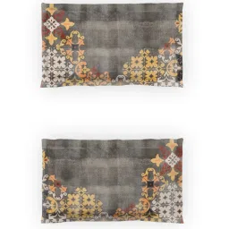 DDECOR Live beautiful Grey Cotton Ethnic 145 TC Double Flat Bedsheet with 2 Pillow Covers image 4