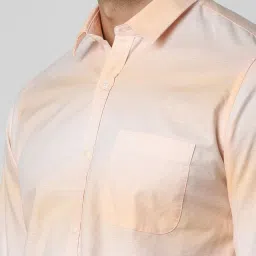 Peter England Peach Cotton Slim Fit Ombre Shirt image 4