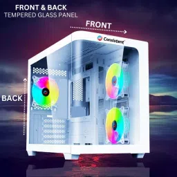 Consistent LEGENDOR Gaming Cabinet White Supports Micro ATX Motherboard, CIG2007 image 2