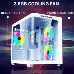 Consistent LEGENDOR Gaming Cabinet White Supports Micro ATX Motherboard, CIG2007 image 3