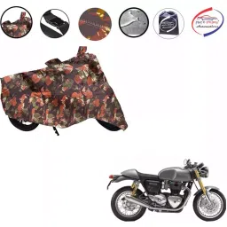 Auto Pearl Polyester Waterproof Two Wheeler Cover for Triumph Thruxton 1200 R,(Jungle Print)-picture-40