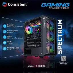 Consistent Spectrum Gaming Cabinet Black Supports Micro ATX/Mini ATX/ITX Motherboard, CIG2009 image 5