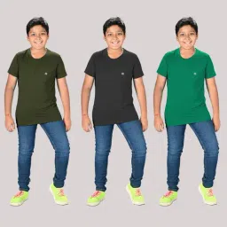 Lux Nitro Boys Green & Black Solid T-Shirt (Pack Of 3)-picture-13