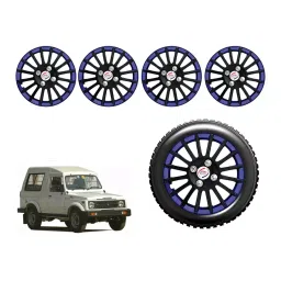Auto Pearl cBB24_R Press Type Car Wheel Cover with Retention Ring 381 mm(15 Inch) Glossy Black, Blue for Maruti Gypsy MG-410 (Set of 4)-picture-31