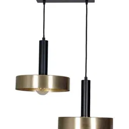 Kapoor Lamp Shades Giada 2 Light Matte Black & Brass Hanging Light image 3