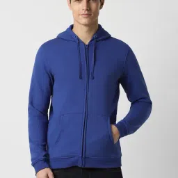 Peter England Blue Regular Fit Hooded Sweatshirt-image-47