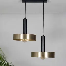 Kapoor Lamp Shades Giada 2 Light Matte Black & Brass Hanging Light image 2