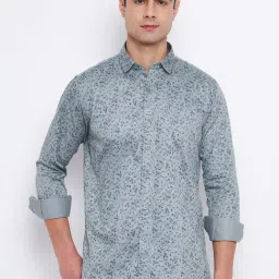 Duke Olive Cotton Slim Fit Printed Shirt-picture-25