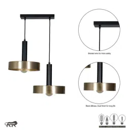 Kapoor Lamp Shades Giada 2 Light Matte Black & Brass Hanging Light image 5