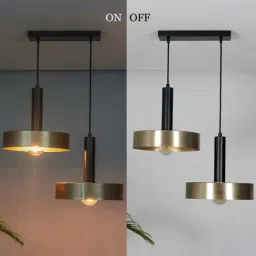 Kapoor Lamp Shades Giada 2 Light Matte Black & Brass Hanging Light image 4