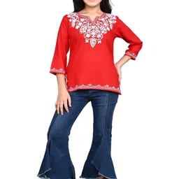 Naida Ethnic Motifs Embroidered V-Neck Kurti-picture-32