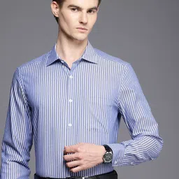 Louis Philippe Pure Cotton Classic Fit Opaque Striped Formal Shirt-picture-27
