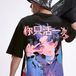 Kook N Keech Anime Printed Drop-Shoulder Sleeves Pure Cotton Oversized T-shirt-picture-22