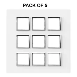 K9 Evoq Cover Plate With Base Frame Stella Chrome 18 Module White, 9470 (Pack of 5) image 2