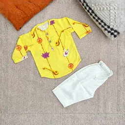 Bhaakur Infants Printed Round Neck Long Sleeves Organic Cotton Kurta And Pyjamas image 4