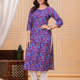 INAVISH Floral Printed Round Neck Straight Kurta-picture-10