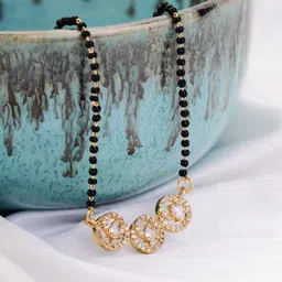 Opal Touch Gold Plated Zircon Studded Mangalsutra-image-57