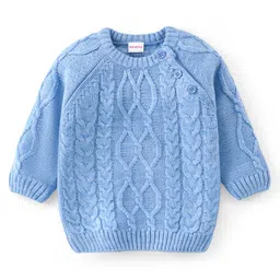 Babyhug 100% Acrylic Knit Full Sleeves Cable Knit Sweater - Blue-picture-18