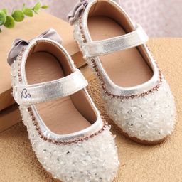 Babyoye Plaid Pearls Velcro Closure Bellies - White-picture-19