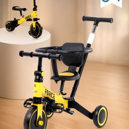 fab n funky 5-in-1 Tricyclewith Adjustable Parent Handle And Shock-Absorbent Wheels - Yellow-picture-29