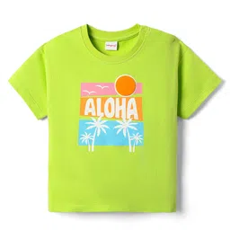 Babyhug Cotton Knit Half Sleeves T-Shirt with Beach Theme Print - Light Green-picture-26