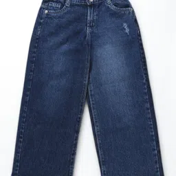 Olio Kids Denim Woven Full Length Solid Coloured Jeans - Light Blue-picture-11