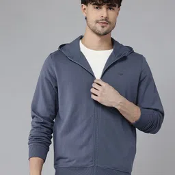 Park Avenue Solid Hooded Front-Open Sweatshirt-image-74