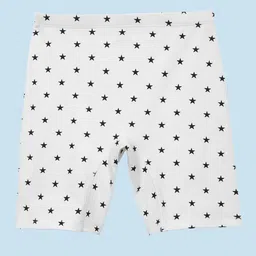 Mackly Pack of 2 Cotton Elastane Solid & Stars Printed Shorts - White & Pink image 4