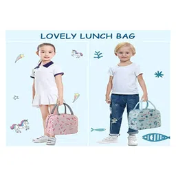 House of Quirk Insulated Lunch Bags Small for Women Work Student Kids to School Organizer Storage Lunch Box - Pink Cat image 3