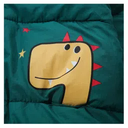 Kookie Kids Full Sleeves Padded Jacket Dino Print - Green image 4