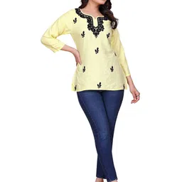 MISS CLOTHING Ethnic Motifs Embroidered V-Neck Thread Work Thread Work Kurti-picture-10