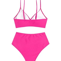 DREAM X FASHION V-Neck Adjustable Straps High-Waist Swim Bikini Set image 2