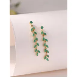 Ornate Jewels 925 Silver 18K Gold Plated Sakota Emerald Green Dangler Earrings-picture-16