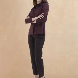 RAREISM Purple Cotton Solid Long Sleeves Shirt image 4