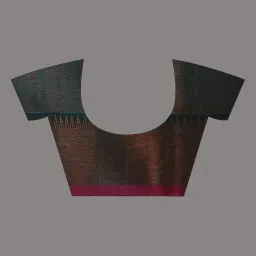 CHARUKRITI Teal Blended Solid Saree With Unstitched Blouse image 4