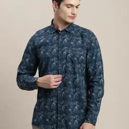 Turtle Denim Blue Slim Fit Printed Shirt-picture-35