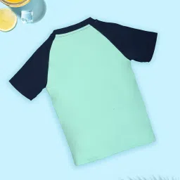 Kiddopanti Boys Aqua Green & Navy Printed T-Shirt with Shorts image 4