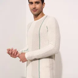 7 Alt by Pantaloons Beige Slim Fit Self Design T-Shirt image 4