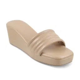 Tresmode Women's Beige Cross Strap Wedges-image-51