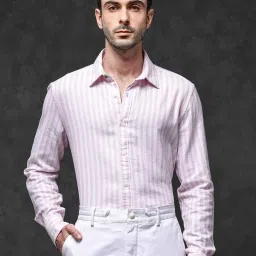 Rare Rabbit Pink Regular Fit Stripes Shirt image 4