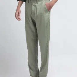 Rare Rabbit Green Regular Fit Solid Trousers image 4