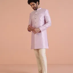 KISAH Lavender Jacquard Regular Fit Geometric Suit Set image 4