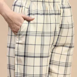 Kryptic Beige Cotton Relaxed Fit Checks Pyjamas image 4