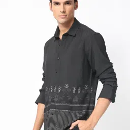 Rare Rabbit Black Regular Fit Floral Shirt image 4