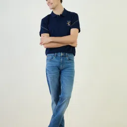 Iconic Blue Pure Cotton Regular Solid T-Shirt image 4