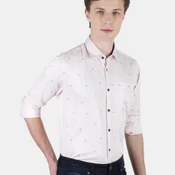 Duke Powder Pink Cotton Slim Fit Printed Shirt image 4