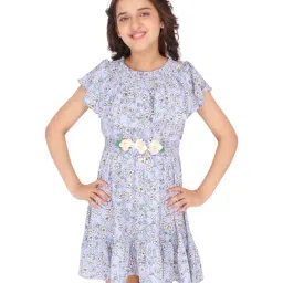 Cutecumber Kids Blue Floral Print Dress-image-92
