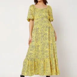 Vero Moda Yellow Floral Print Maxi Dress-image-91