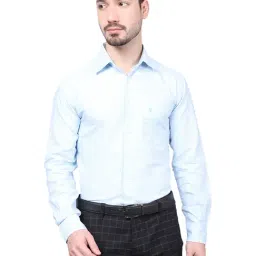 Cantabil Sky Blue Regular Fit Check Shirt-picture-14