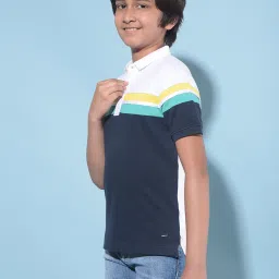 Crimsoune Club Kids Navy & White Color Block Polo T-Shirt image 4